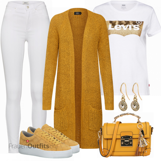 Outfit mit Gelb Strickjacke Only "Cooler Look für den Frühling"
