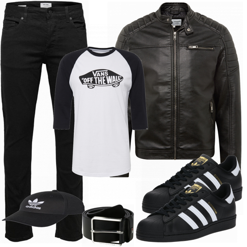 Schwarz Schuh Sneaker Adidas Originals kombinieren