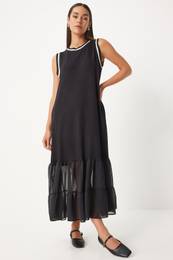 Happiness stanbul Women's Black Tulle Detailed Knitted Dress