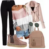 Rosa Lederjacken mit Gürtel Outfits image