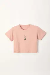 Woody crop-top/T-shirt meisjes/dames - lichtroze - SLOW-SLS-Z/446 - maat S
