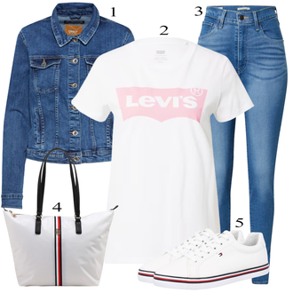 Vasaros Aprangos Stiliai su Mėlyna/Šviesiai mėlyna Leggings Džinsai Antblauzdžiai/Jeggings levi's ® "Letné Outfits"