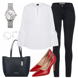 Outfit mit Rot High Heel Högl "Else"