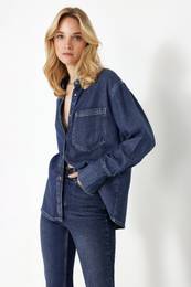 Dark Blue More Sustainable 100% Tencel Oversize Denim Shirt