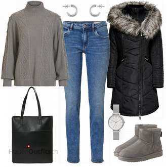 Outfit mit Blau Jeans EDC by Esprit "Toller Winterlook"