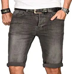 A. Salvarini Herren Designer Jeans Short Kurze Hose Slim Sommer Shorts Bermuda [AS-106-W33]