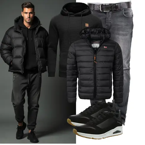 Schwarz Hybridjacke/Daunenjacke/Steppjacke/Winterjacke/Kunstfaserjacke/Kapuzenjacke/Verstaubare Jacke/Puffer Jacke/Isolationsjacke/Thermojacke Geographical Norway kombinieren