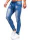 BOLF Herren Jeans Jogger Cargohose Denim Style Sweathose Jogg Used Look Jeanspants Destroyed Freizeit Casual Style Slim Fit Narrow Leg MP00532B Blau M [6F6]