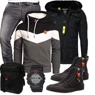 Outfit mit Accessoire/Wintermantel/Winter Parka Geographical Norway "Freizeit Outfit"