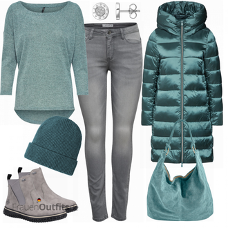 Outfit mit Türkis/Grün/Hellblau 3/4 Bluse/Klassische Tunika/Elegante Tunika/ausgefallene tunika/Festliche Tunika/Lederjacke/Tuniken-Shirt/Shirt & Top Große Größe/Tunika Only "Petrolium"