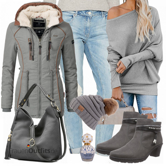 Warme Outfit mit Grau/Hellgrau Hut Winter Mütze/Mütze SHOBDW "Pommaxe Pullover"