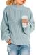 Saodimallsu Damen Oversized Pullover Rollkragen Zopfstrick Pullover Fledermaus Langarm Chunky Pullover Tops(Z Waffelgrün,Mittel)