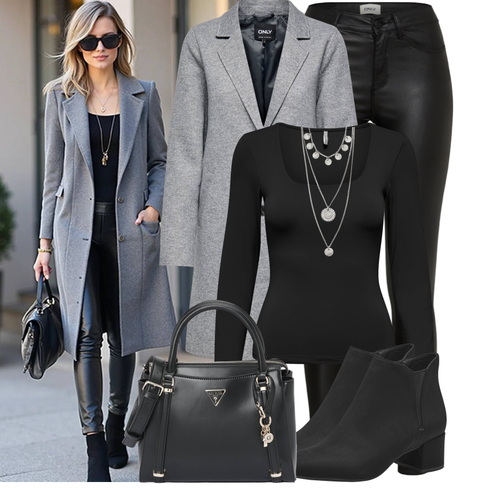 Schwarz Business-Schuh/Chelsea Boot/Flache Stiefelette/High Heels Stiefelette/Leder Stiefelette/Gefütterte Stiefelette/Spitzer Stiefel/SommerStiefelette Tamaris kombinieren mit Grau/Silber Schmuck Collier/Feine Kette/Reich verzierte Halskette/Statement-Kette Pilgrim