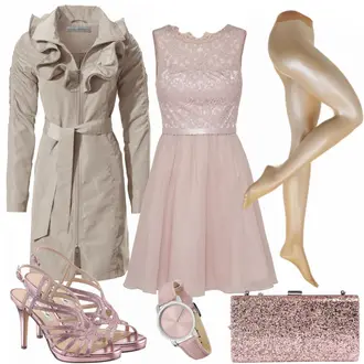 Outfit mit Grau/Rosa CocktailKleid Laona "TrauminPink"