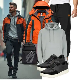 mit Klettverschluss Outfit mit Orange Skitourenjacke/Trekkingjacke/Wanderjacke/Segeljacke/Skijacke GEMYSE "Freizeit Outfit"