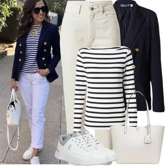 Avec des Perles tenues avec Beige/Blanc/Gris/Marron/Argent Sac Shopping/Cabas Polo Ralph Lauren "Tenue de printemps"