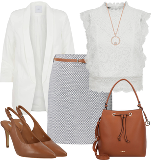 Outfit mit Blau Etui/Uhrenbox/Uhren Geschenkset Swarovski "Stylischer Bürolook"