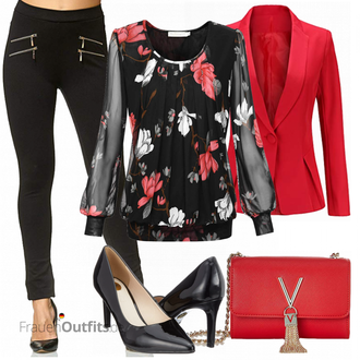Festlische outfits Herbst mit Schwarz/Khaki Elara "Stylischer Bürolook"