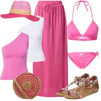 Elegant Outfit mit Rosa Short Große Größe/Kleid Große Größe/Hose Große Größe/Tunika About You "Urlaub Outfit"Look: Elegant, Mom, Boho, Old Money, Romantisch, Overdressed, 20er Jahre