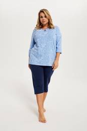 Women's pyjamas Cicada 3/4 sleeve, 3/4 leg - print/navy blue