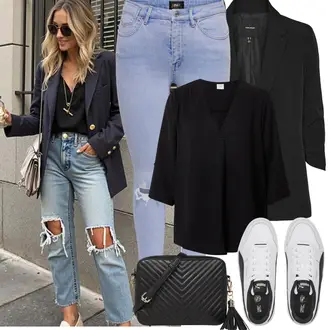 Carina Outfit sa Bijela/Crna Tenisica Debele Tenisice/Kožna Tenisica/Niska Tenisica/Tenisica s platformom Puma "Proljetni Outfit"
