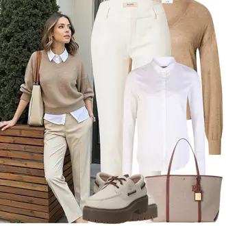 Avec des Perles tenues avec Blanc/Kaki/Crème/Beige Jeggings/Pantalon en Mousseline/Pantalon Froissé/Pantalon avec Fente/Pantalon Slim/Pantalon Moulant MOS MOSH "Tenue de printemps"