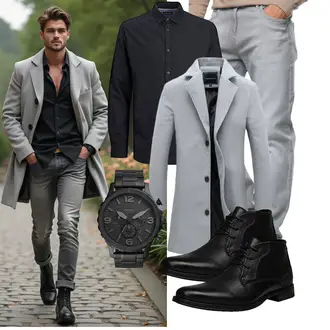 Outfits für Mollige Büro mit Grau "Business Outfit"Look: Sportlich, Goa, Outdoor, Teddy, Militär, College, Business, Büro, Moderne, Smart Casual