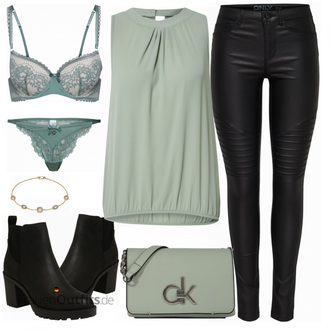 Outfit mit Schwarz Chelsea Boot/Lederjacke/Leder Stiefelette/Gefütterte Stiefelette/Gummistiefelette Only "Schönes Freizeit Outfit"