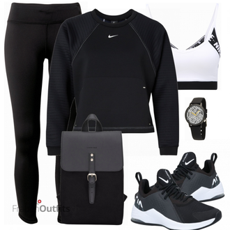Sport Outfits mit Schwarz Nike, Schwarz Hoodie Nike, Blau Sportschuh Nike "Sport Outfit"