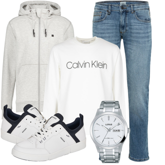 Logoprint Outfit mit Grau Sneaker Rieker "Leichtes Outfit"