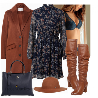 Flower Power Outfit mit Dunkelblau/Blau Kleid Große Größe/Bluse und Tunika Tunika VERO MODA "Auffälliger Look für den Herbst"