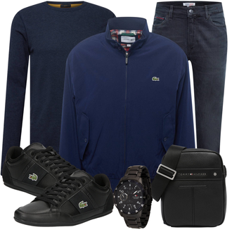 Outfit mit Dunkelblau Slim Fit Jeans/ThermoJeans/Winterjacke/Regular-Fit Jeans/Leder Schuhe/Tapered-Jeans/Sportschuhe/Straight Leg Jean/Jeans mit Schlitz/SchlupfJeans/Herren Lederjacke/Lederjacke/Damen 7/8-Länge Jeans/Push up Jeans Tommy Jeans "Freizeit Outfit"