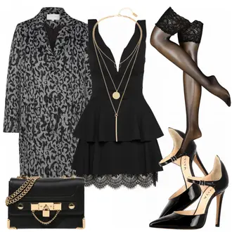 Outfit mit Dunkelgrün/Grün Blazer Kleid/Cord Kleid/Herbstkleid/Samtkleid/Winterkleid/Samtjacke/Teddy Jacke/Ajourstrickjacke/Kunstpelzjacke/Boucle Jacke/Schlupfjacke/Herbstjacke/Pelzjacke Wal g. "Party"