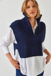 Women's Zippered Knitwear Sweater