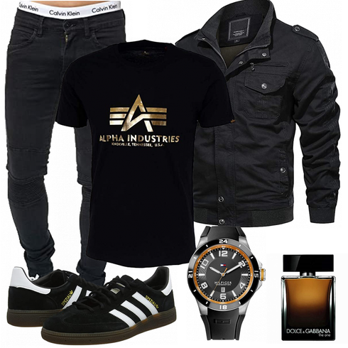 Schwarz T-Shirt Alpha Industries kombinieren