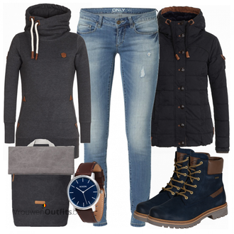 Outfit met blauw Laars Camel Active "Naketano Loo"
