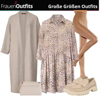 Outfit mit Beige Blusenkleid Cinque "Mode für Mollige"