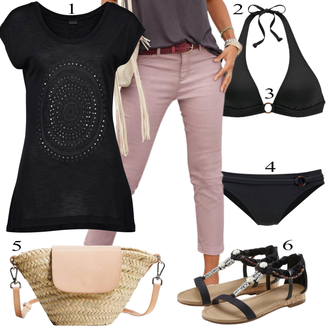 tenues avec Violet/Rose Pantalon Droit/Pantalon en Mousseline/Pantalon Slim/Pantalon Boyfriend/Pantalon en Sergé/Capri/Pantalon Casual/Pantalon avec Fente Lascana "tenues parfaite"
