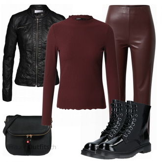 Outfit mit Schwarz/Rot Sweatshirt Only "Perfekt für den Herbst"