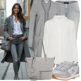 Párty Outfit s Šedá/Krémová/Bílá/Khaki Halenka s Dlouhým Rukávem/Dětská hračka/Žehlení odolná blůza/Businessová Halenka/Halenkové Body/Halenka se Stojatým Límcem/Blůza s knoflíčkem Samsøe Samsøe "Praktický vzhled"Look: Bar, Svátek cukru, Biřmování, Večeře, Galavečer, Párty, Škola, Posvěcení mládeže, Křest, Koncert, 40. narozeniny