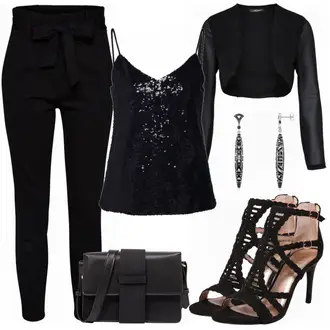 Outfit mit Schwarz High Heel/Sandalette Bullboxer "Vero Moda Top"
