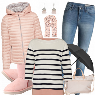 Winter Outfits mit Schwarz Regenschirm ESPRIT "CrazyRose"