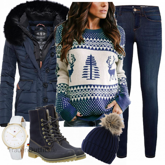 Winter Outfits Festlich mit Grau/DunkelBlau/Türkis/HellBlau/Blau Vintage Pullover/Weihnachtspullover/Pullover Bedrucken/Jacquard Pullover/Winterpullover YOINS "Marikoo Damen"Look: Oversize, Elegant, Festlich, Boho, Outdoor