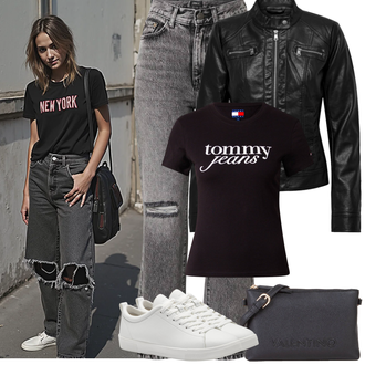 Kombinacije za bucmaste Ured sa Crna/Crvena Kaput Only "Proljetni Outfit"Look: Rock 'n' Roll, Metal, Techno, Ured