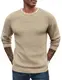 COOFANDY Herren Strickpullover mit Rundhals Einfarbig Langarm Waffel Winter Warm Männer Pullover Khaki M
