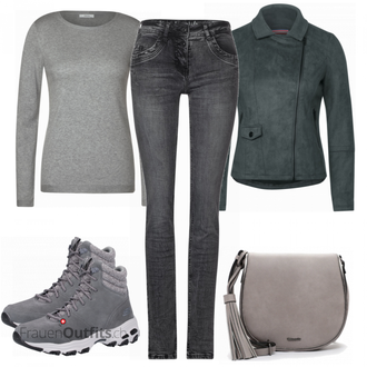 Outfit mit Grau Stiefel Skechers "Sportliches Herbst Outfit"