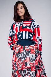 Skirt - TJW PLEATED BUTTON THRU SKIRT blue-white-red