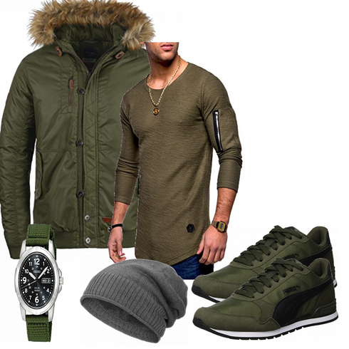 Grau/Blau Hut/Winter Parka Compagno kombinieren