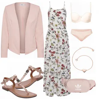 Geblümt Outfit mit Rot/Grün/Rosa/Braun/Weiß Kleid Große Größe/Strandkleid/Langes Sommerkleid/Maxikleid/Nicki Kleid/Bedrucktes Kleid Only "ONLY"
