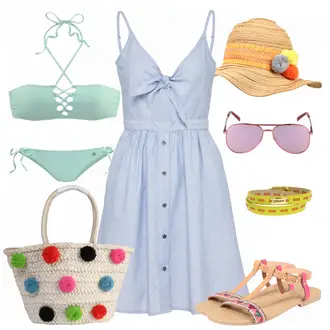 Outfit mit Grau Bademode Lascana, Blau Bademode Lascana "Tyra"